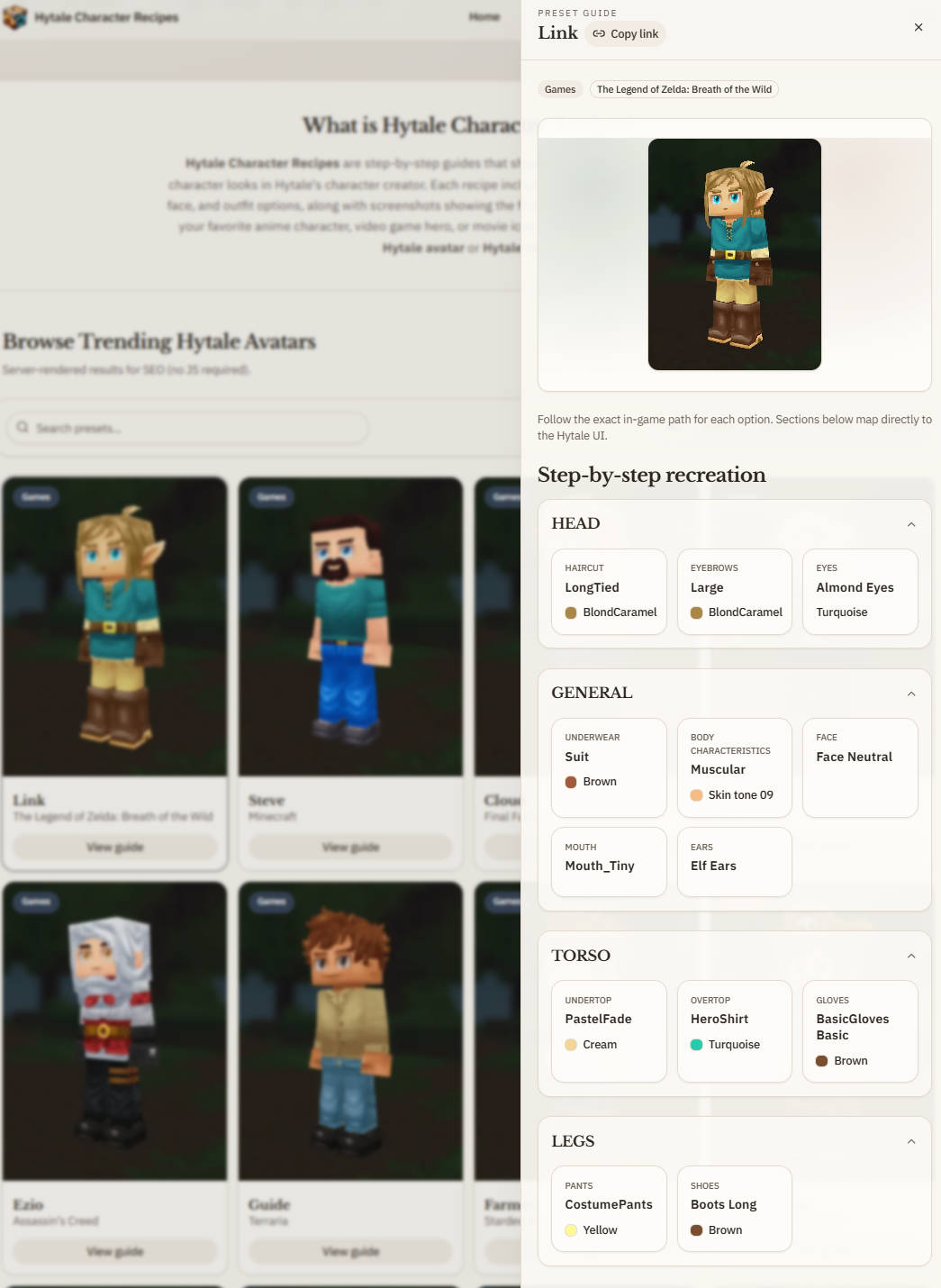 Hytale-style character steps used to explain silhouette and outfit layers